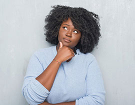  This is a photo of a woman thinking