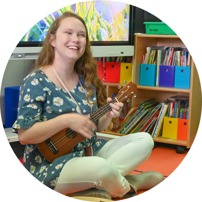 This is a photo of a music therapist in the classroom