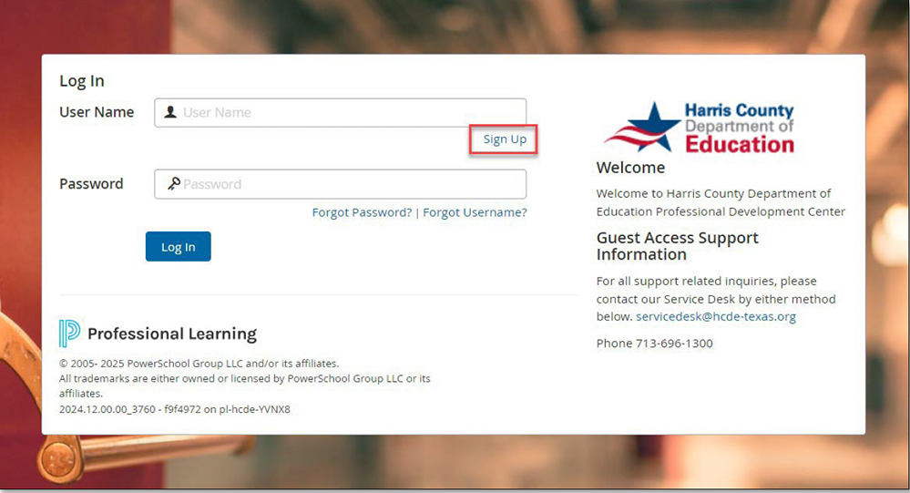 Screenshot showing account signup page