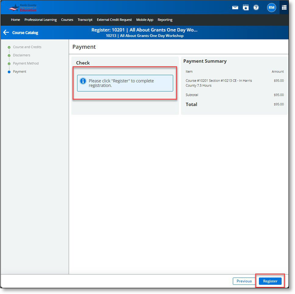 Screenshot showing payment options