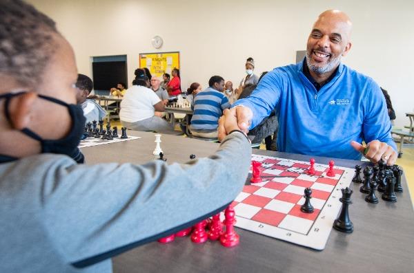 Students from Fortis Academy, Highpoint East, ABS East and ABS West participate in the 5th Annual HCDE Chess Tournament at ABS West, April 1, 2022.